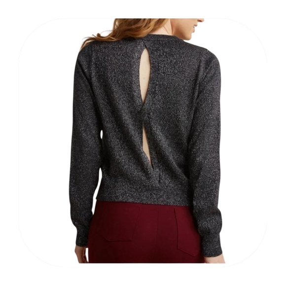 NWOT ModCloth M grey & silver sweater with part open back - Picture 1 of 8